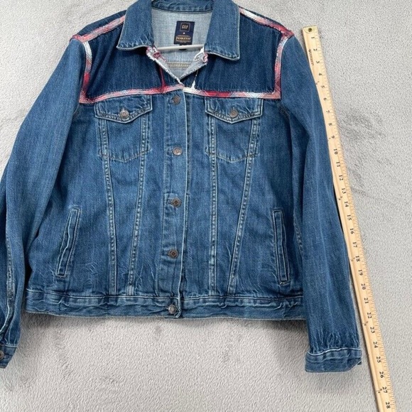Gap x Pendleton Jacket Women XL Blue Denim Jean Icon Plaid Trim Heritage Western - Picture 13 of 16
